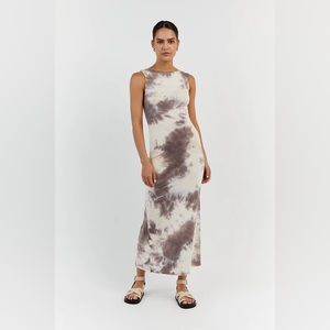 DISSH coco mauve tie dye sleeveless midi dress